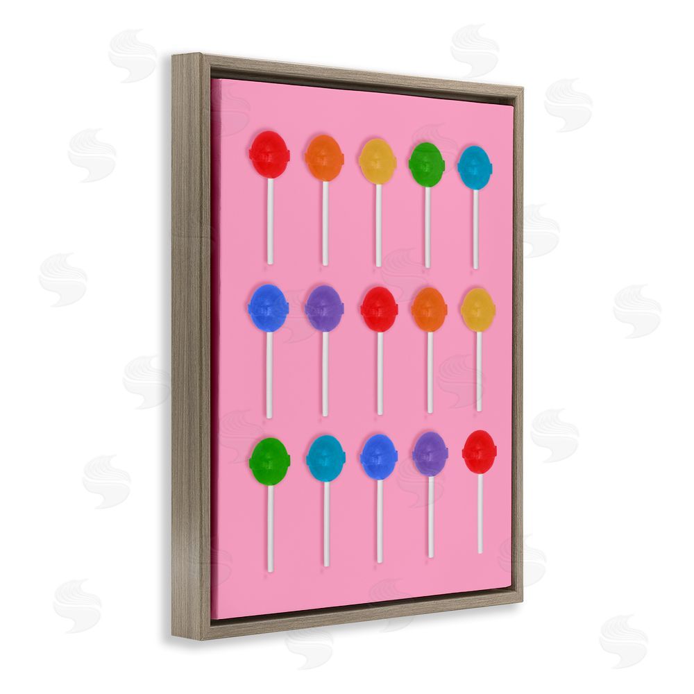 LISH Creative Rainbow Lollipop Grid Brown Floating Framed Canvas Wall Art