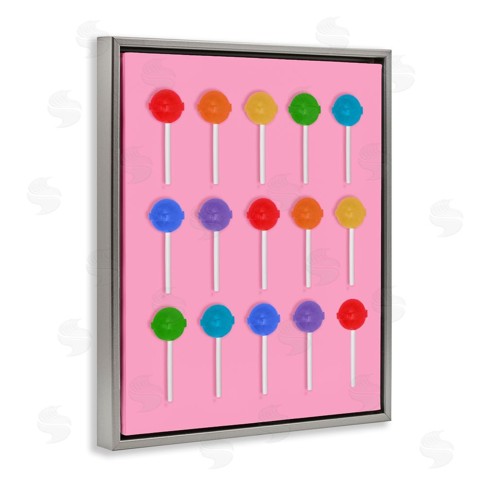 LISH Creative Rainbow Lollipop Grid Gray Floating Framed Canvas Wall Art