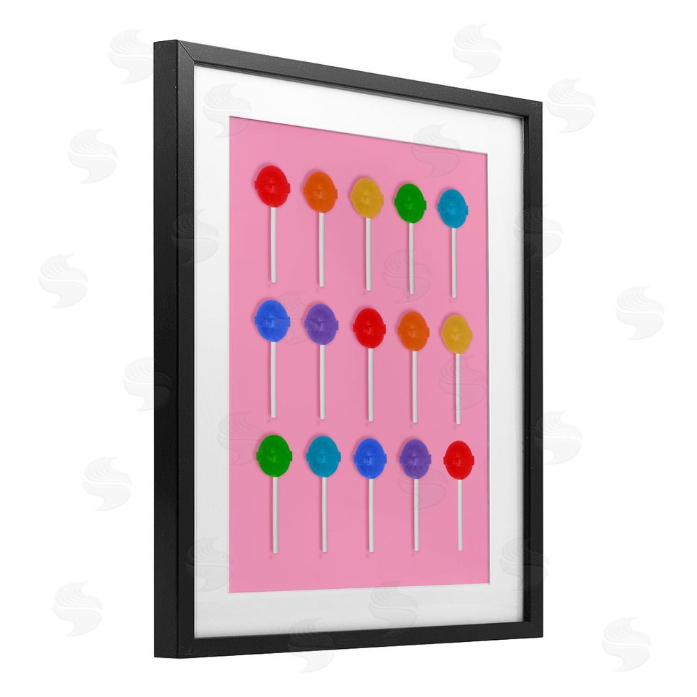 LISH Creative Rainbow Lollipop Grid Black Framed Print Under Glass Wall Art