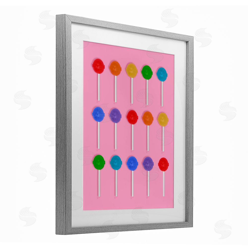 LISH Creative Rainbow Lollipop Grid Gray Framed Print Under Glass Wall Art