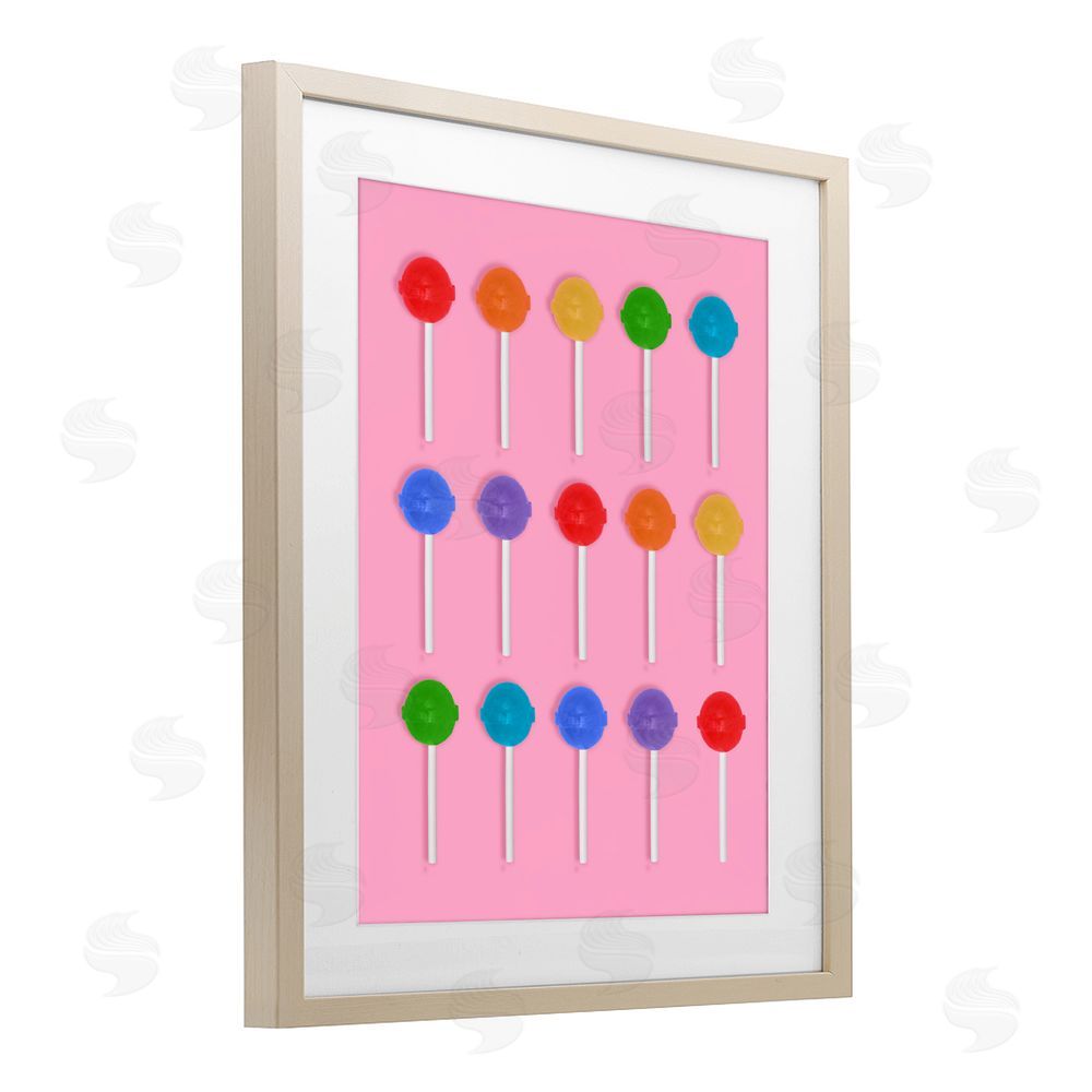 LISH Creative Rainbow Lollipop Grid Brown Framed Print Under Glass Wall Art