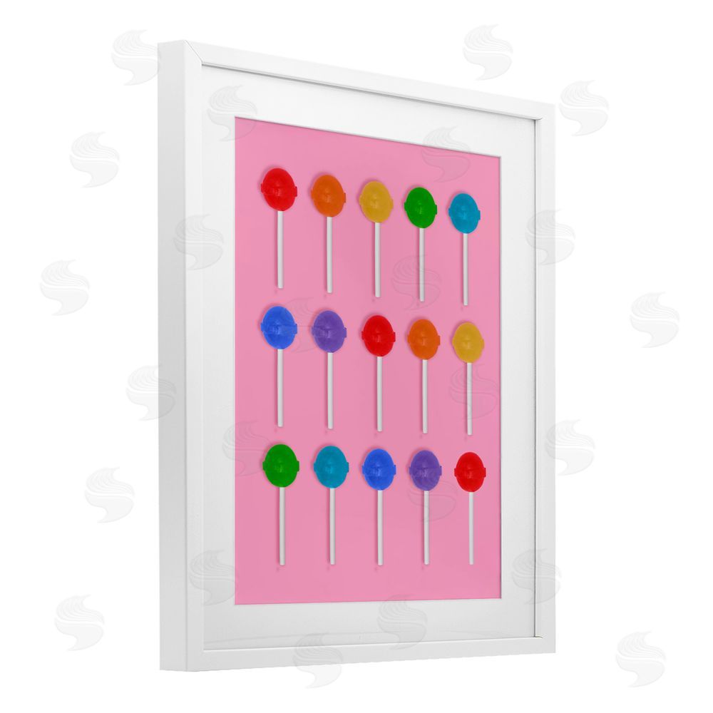 LISH Creative Rainbow Lollipop Grid White Framed Print Under Glass Wall Art
