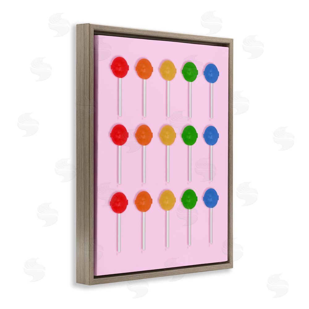 LISH Creative Candy Pops on Light Pink Brown Floating Frame Stretched Canvas Wall Art Print