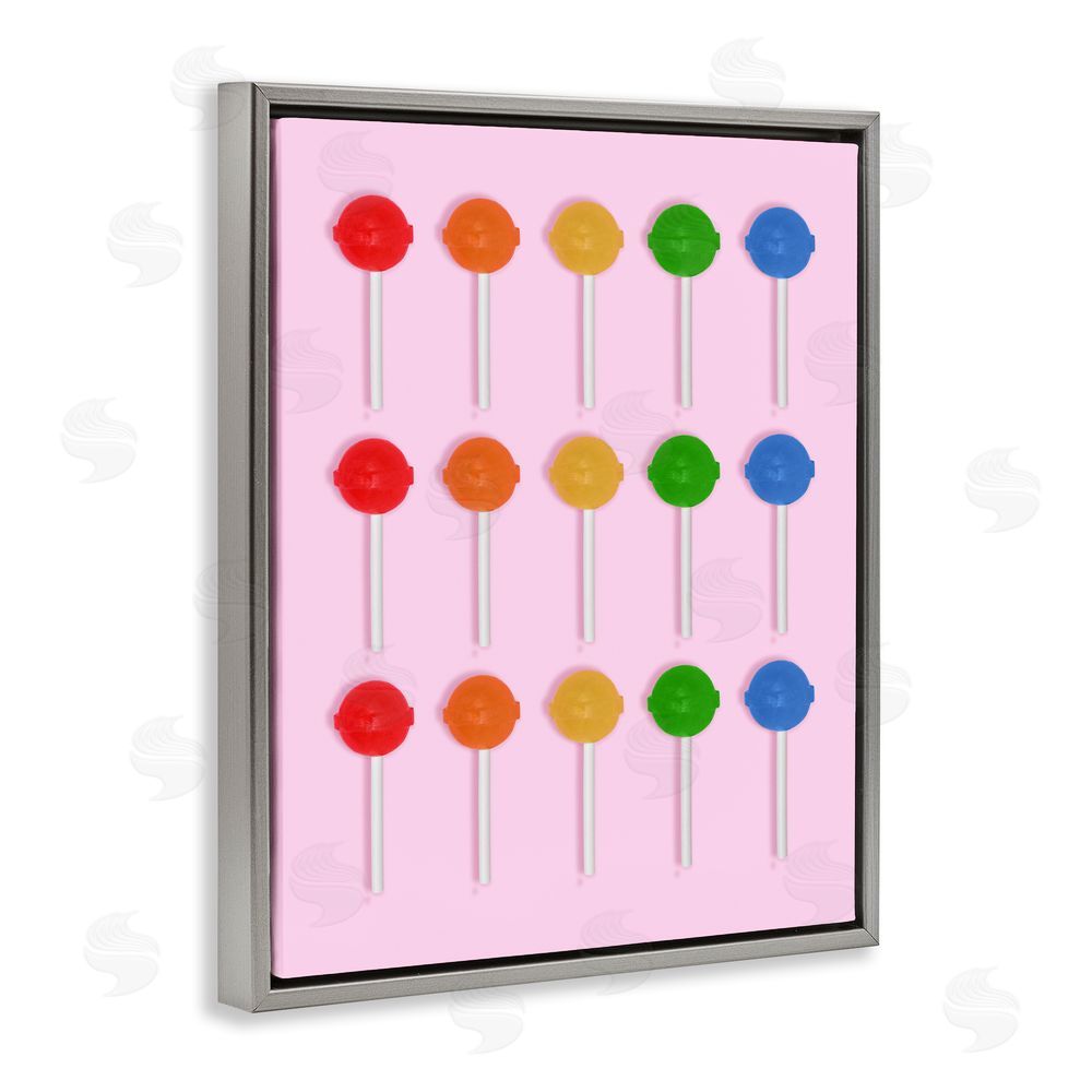 LISH Creative Candy Pops on Light Pink Gray Floating Frame Stretched Canvas Wall Art Print