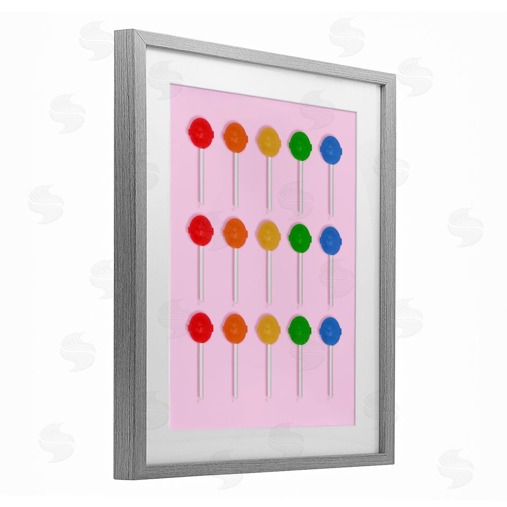 LISH Creative Candy Pops on Light Pink Gray Framed Print Under Glass with Matting Wall Art