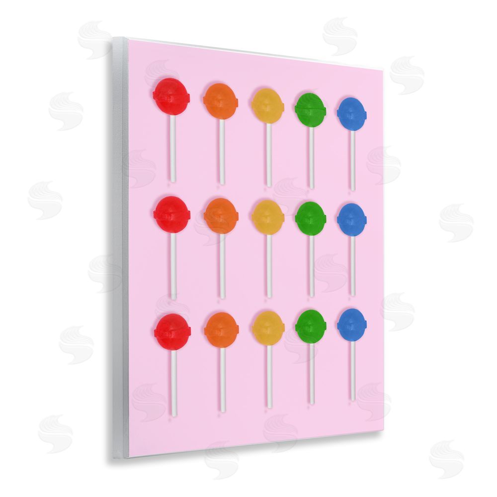 LISH Creative Candy Pops on Light Pink Wall Plaque Art Print with White Foil Wrap