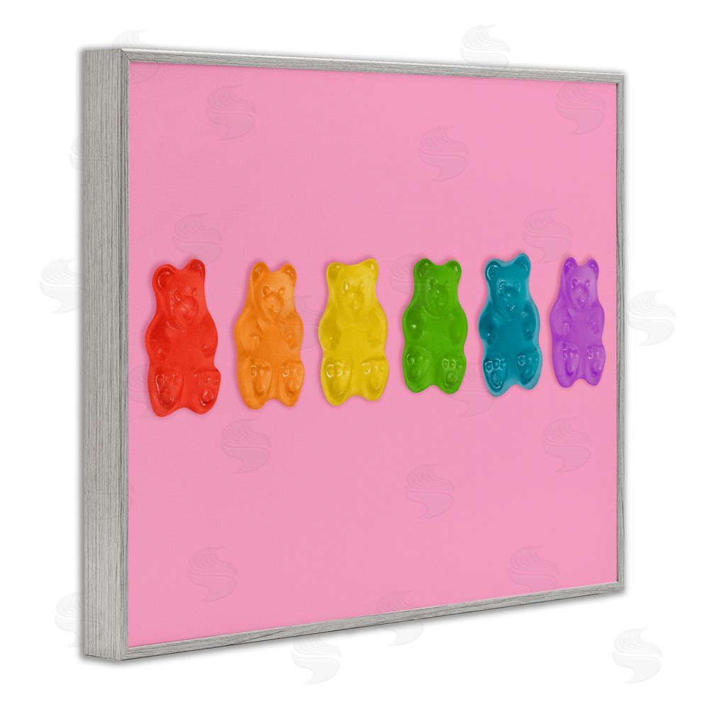 LISH Creative Rainbow Gummy Bears on Pink Gray Framed Giclee Wall Art
