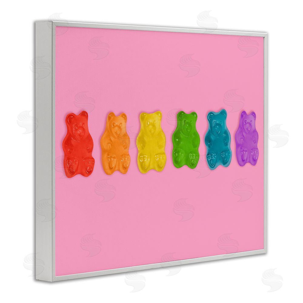 LISH Creative Rainbow Gummy Bears on Pink White Framed Giclee Wall Art
