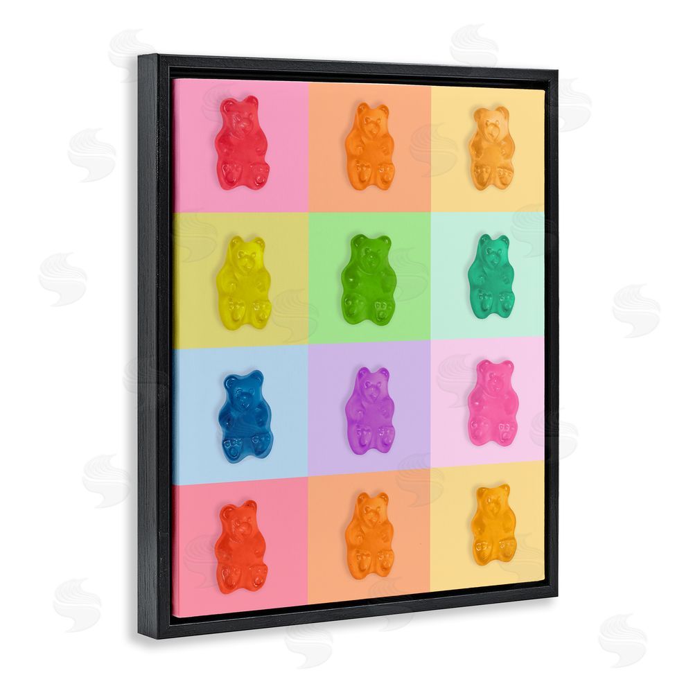 LISH Creative Rainbow Gummy Bear Candy Grid Black Floating Framed Canvas Wall Art