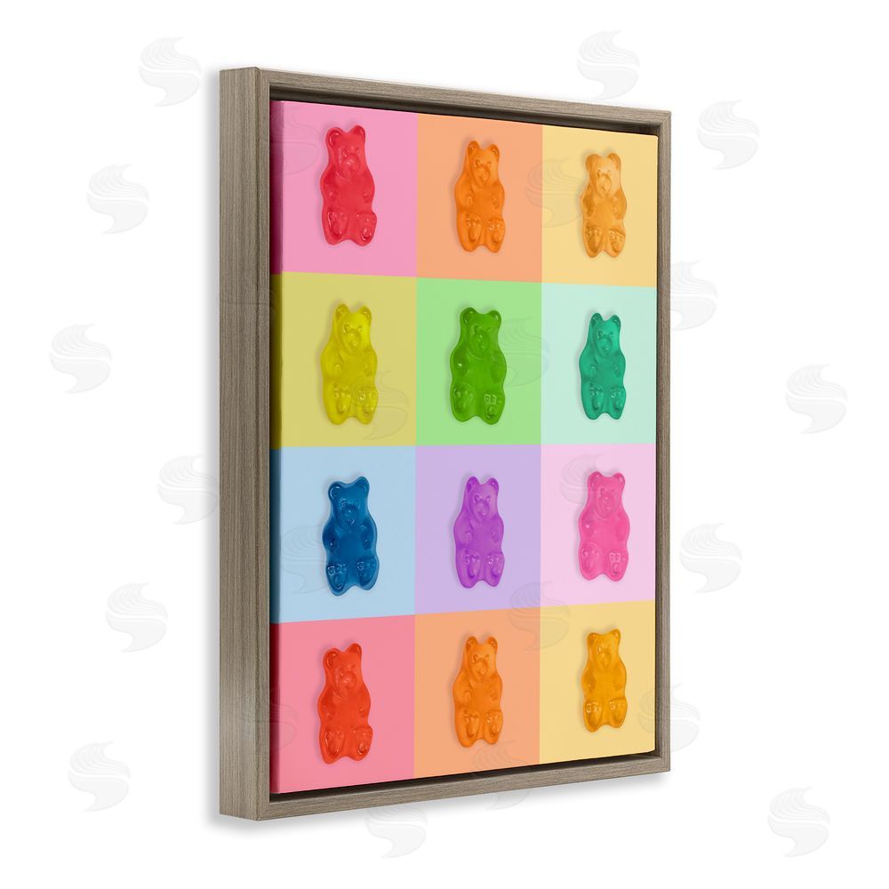 LISH Creative Rainbow Gummy Bear Candy Grid Brown Floating Framed Canvas Wall Art