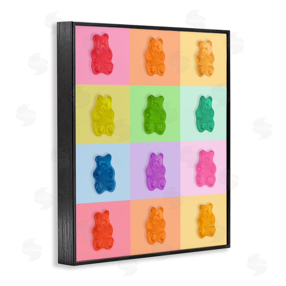 LISH Creative Rainbow Gummy Bear Candy Grid Black Framed Giclee Wall Art