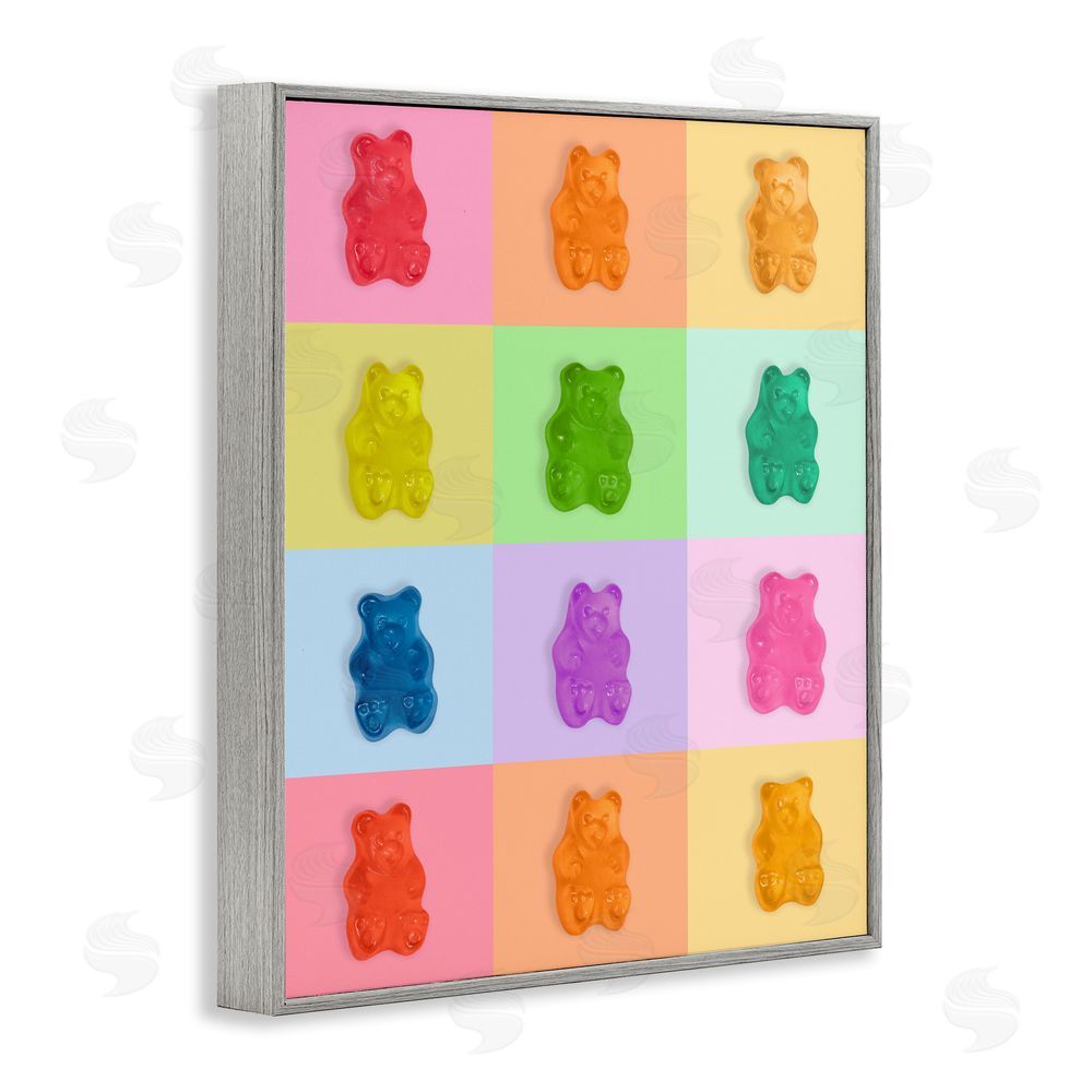 LISH Creative Rainbow Gummy Bear Candy Grid Gray Framed Giclee Wall Art