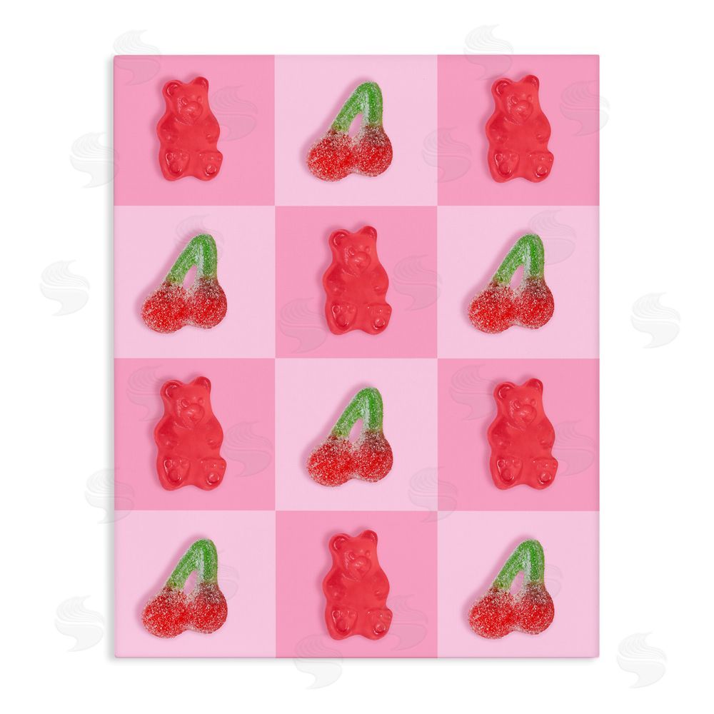 LISH Creative Gummy Bears and Cherries Grid Stretched Canvas Wall Art