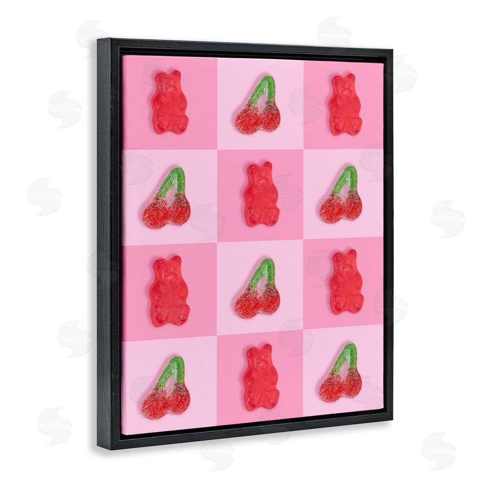 LISH Creative Gummy Bears and Cherries Grid Black Floating Framed Canvas Wall Art