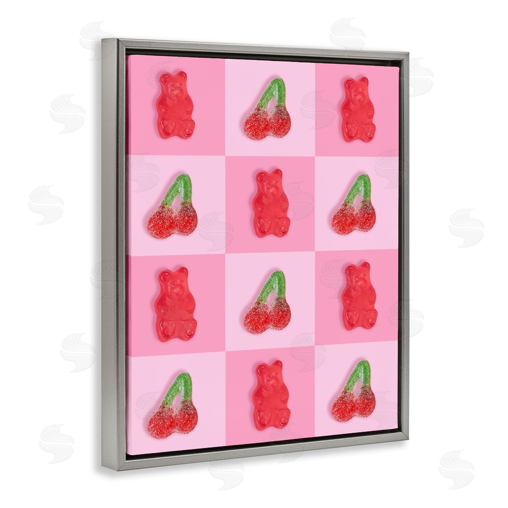 LISH Creative Gummy Bears and Cherries Grid Gray Floating Framed Canvas Wall Art