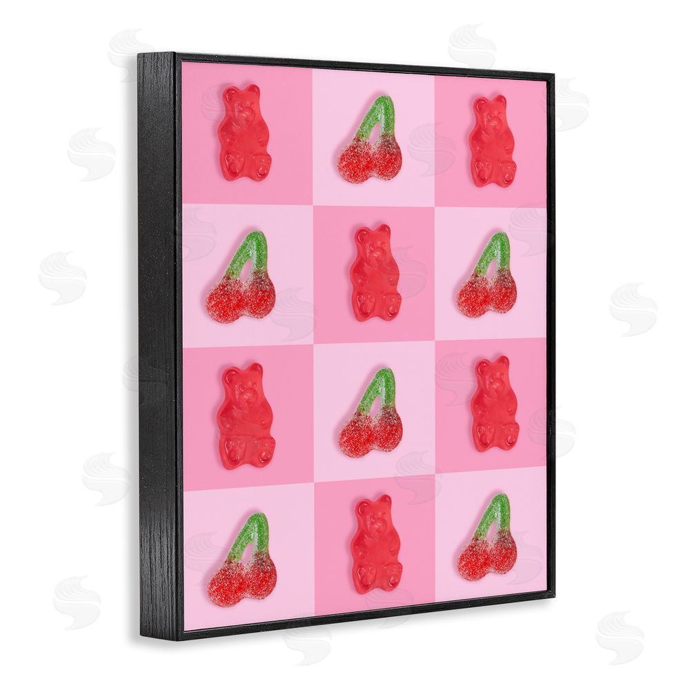 LISH Creative Gummy Bears and Cherries Grid Black Framed Giclee Wall Art
