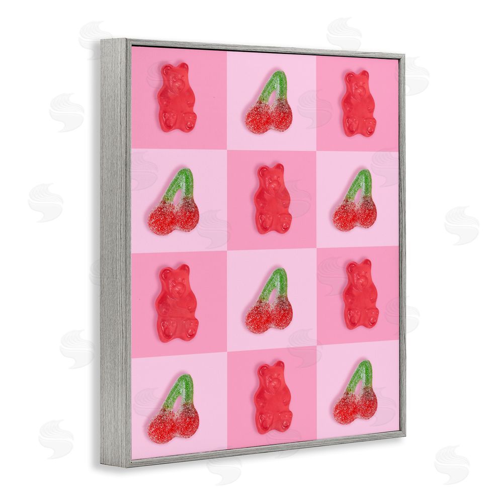 LISH Creative Gummy Bears and Cherries Grid Gray Framed Giclee Wall Art