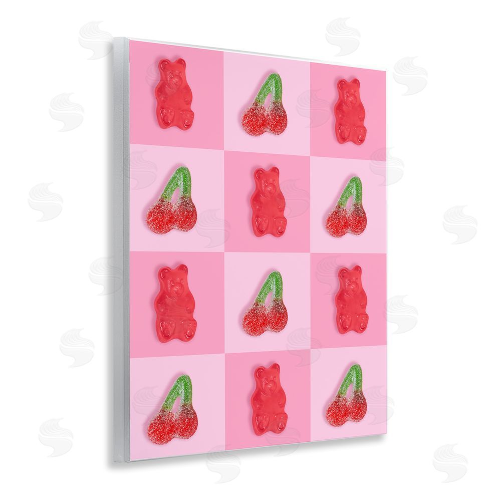 LISH Creative Gummy Bears and Cherries Grid Wall Plaque Home Decor Art Print