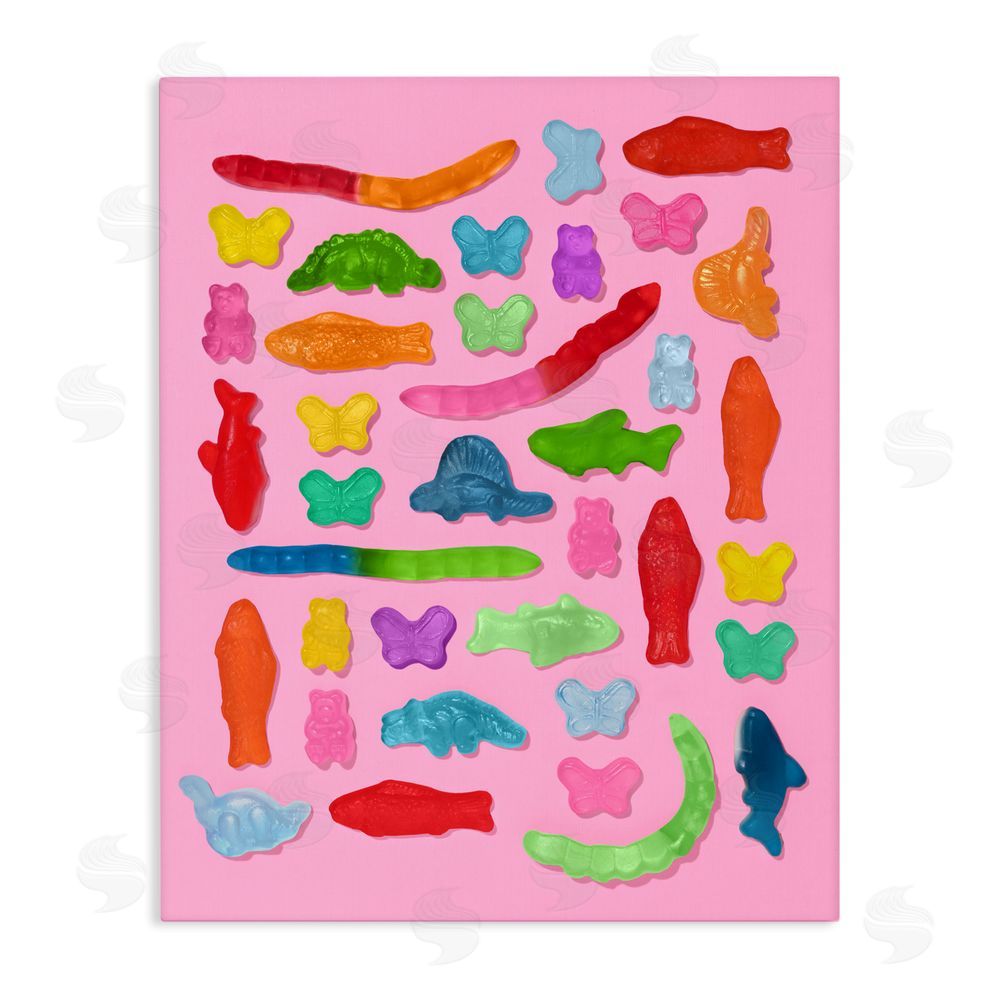 LISH Creative Pink Gummy Animal Collage Stretched Canvas Wall Art