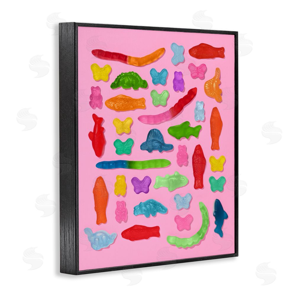 LISH Creative Pink Gummy Animal Collage Black Framed Giclee Wall Art