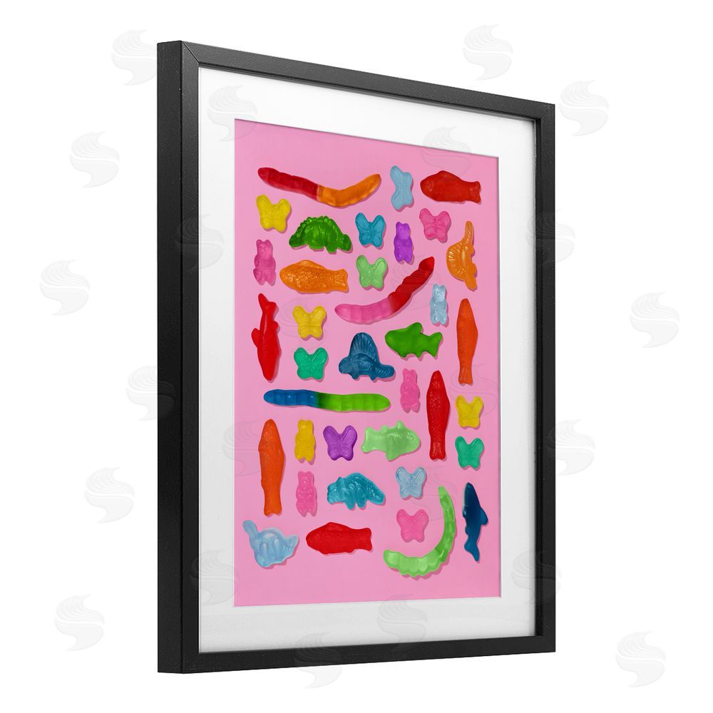LISH Creative Pink Gummy Animal Collage Black Framed Print Under Glass Wall Art