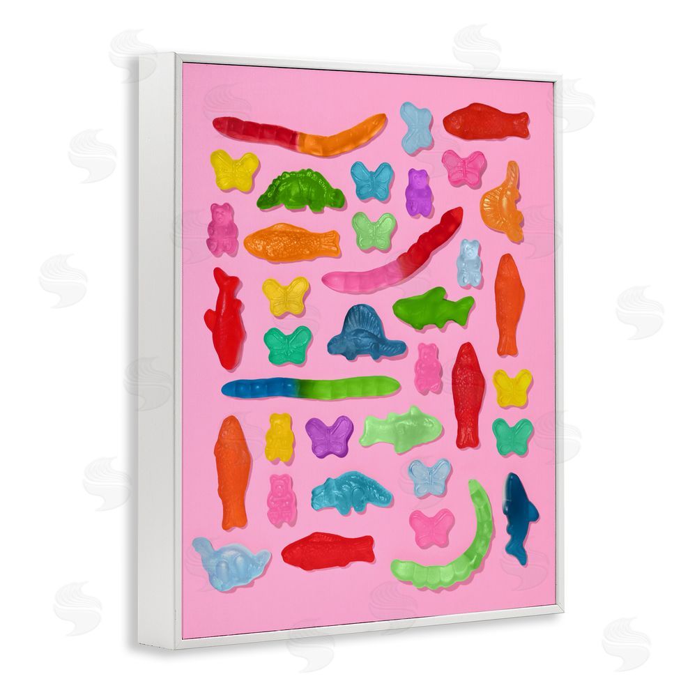 LISH Creative Pink Gummy Animal Collage White Framed Giclee Wall Art