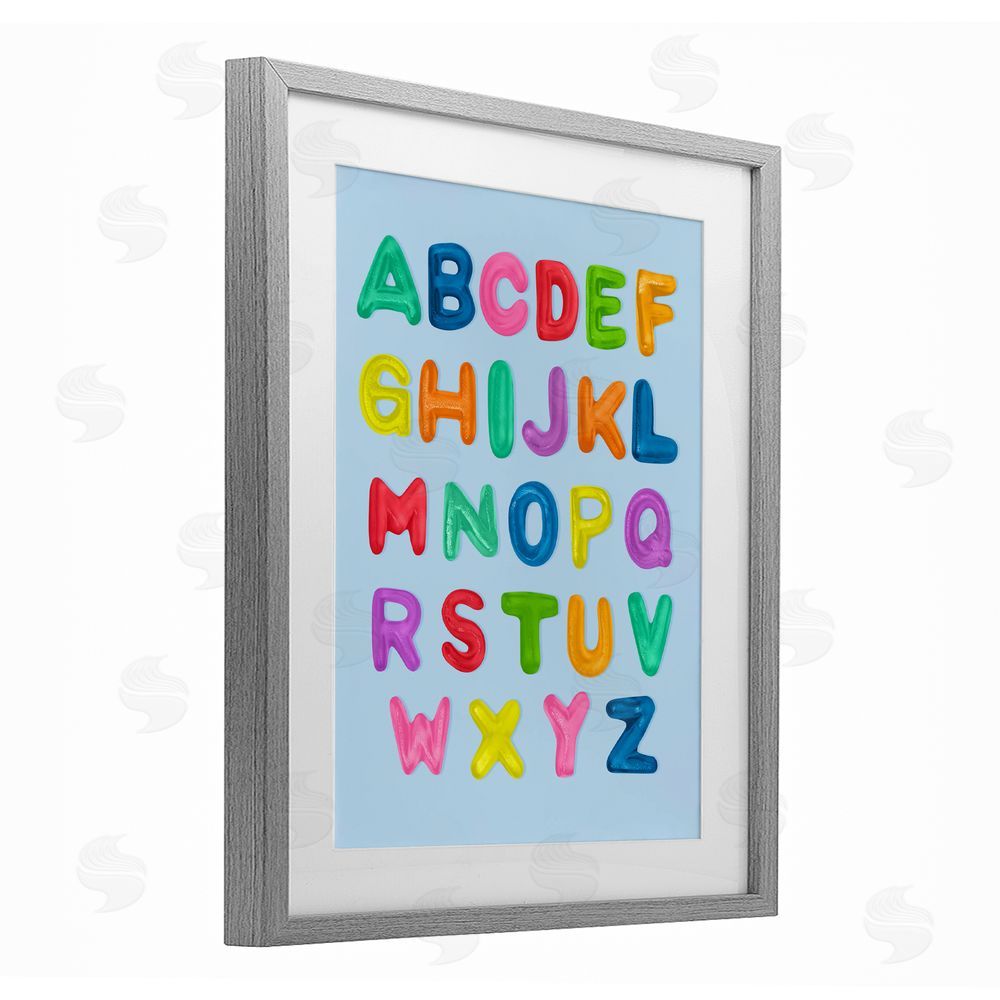 LISH Creative Gummy Candy Alphabet Gray Framed Print Under Glass Wall Art