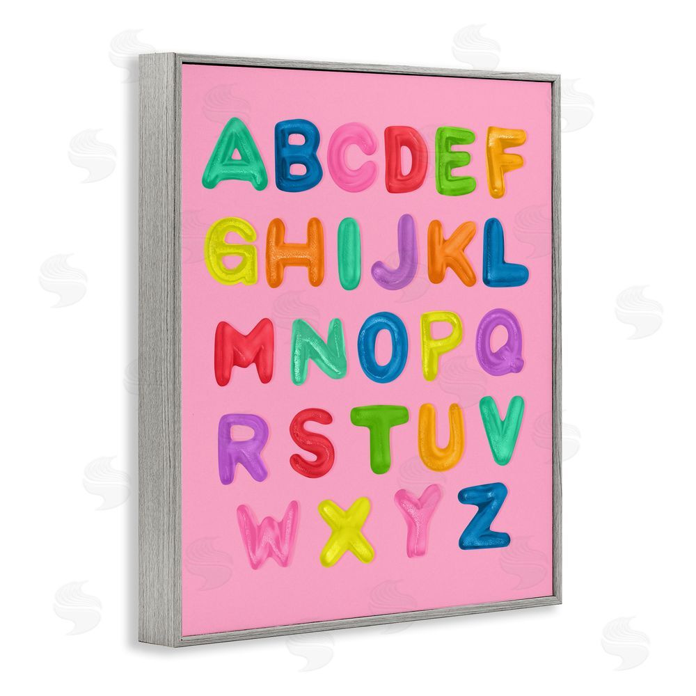 LISH Creative Gummy Alphabet over Pink Gray Framed Giclee Wall Art