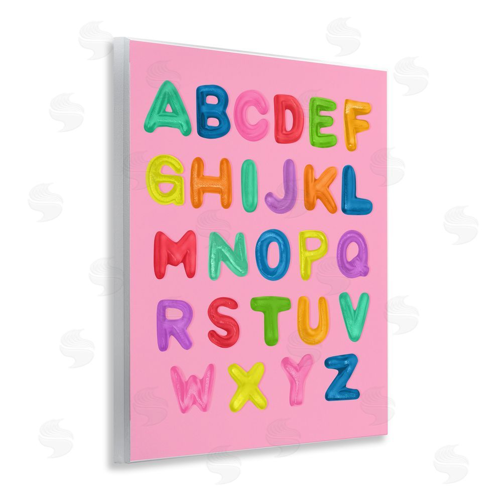 LISH Creative Gummy Alphabet over Pink Wall Plaque Home Decor Art Print
