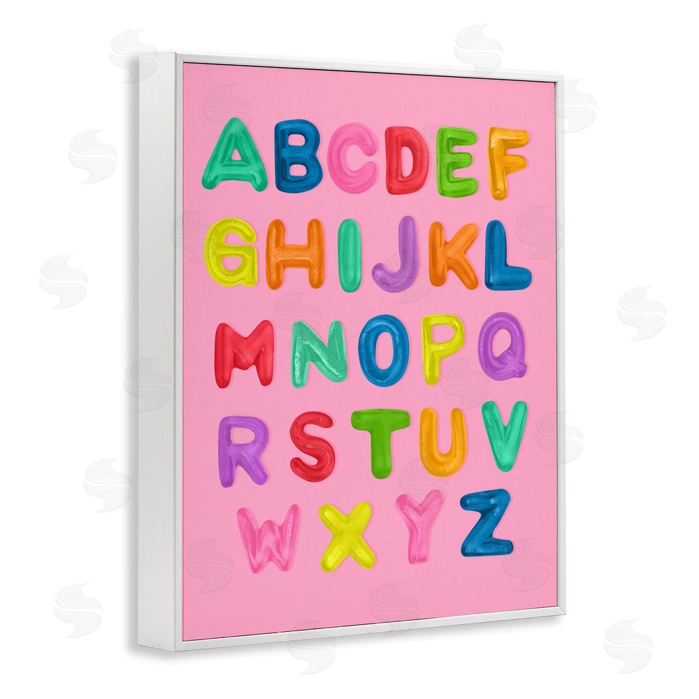 LISH Creative Gummy Alphabet over Pink White Framed Giclee Wall Art