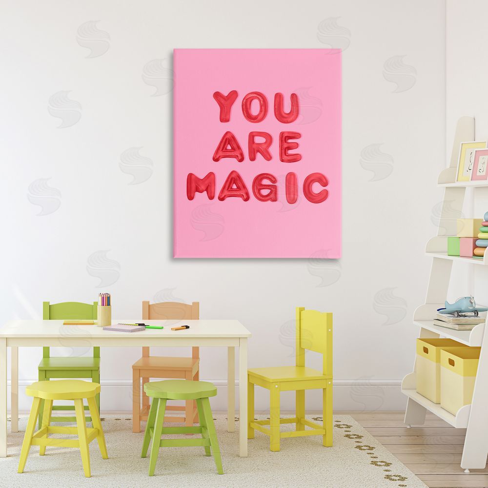 LISH Creative You Are Magic Red & Pink Stretched Canvas Wall Art Print in Room