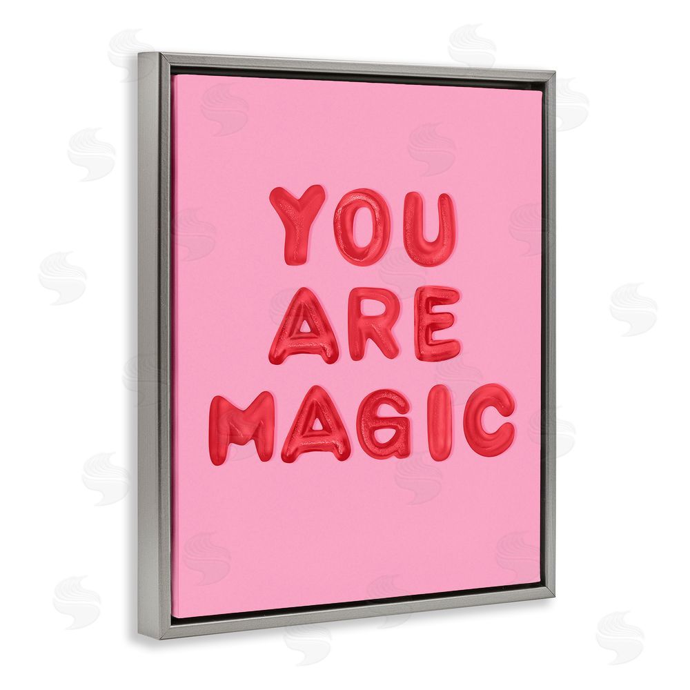 LISH Creative You Are Magic Red & Pink Gray Floating Frame Canvas Wall Art Print