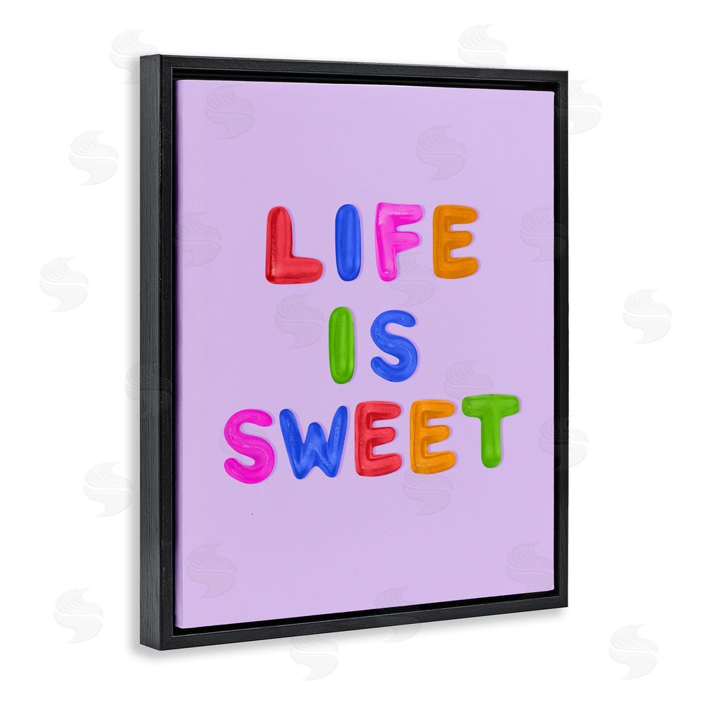 LISH Creative Life Is Sweet Gummies Black Floating Framed Canvas Wall Art