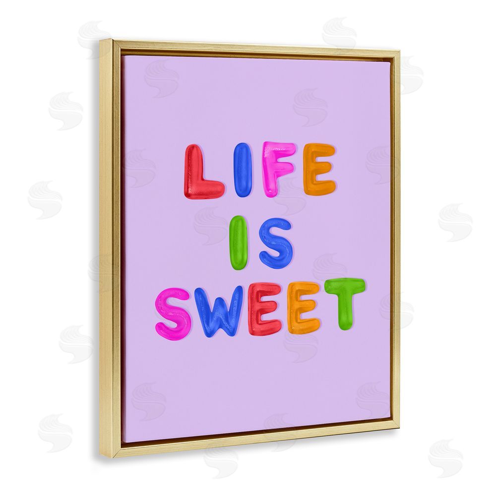 LISH Creative Life Is Sweet Gummies Gold Floating Framed Canvas Wall Art