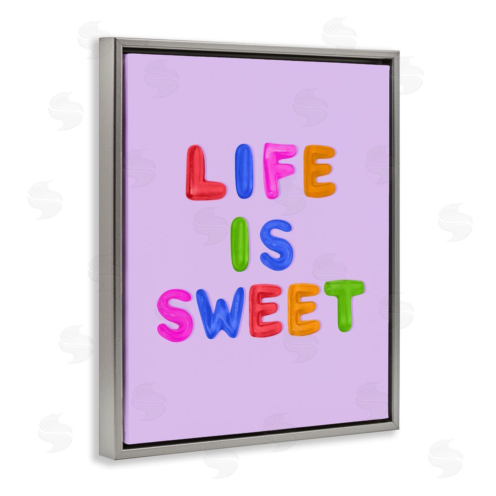 LISH Creative Life Is Sweet Gummies Gray Floating Framed Canvas Wall Art