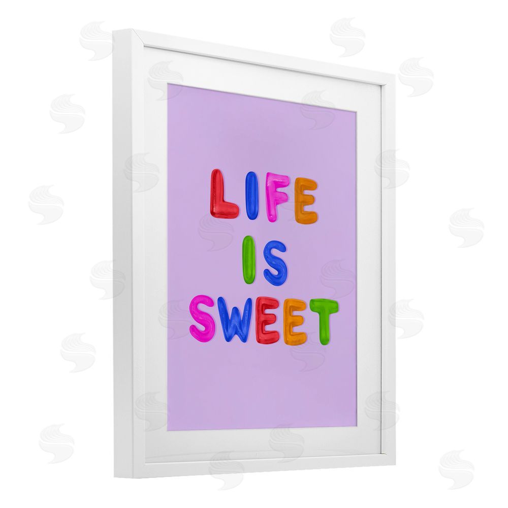 LISH Creative Life Is Sweet Gummies White Framed Print Under Glass Wall Art