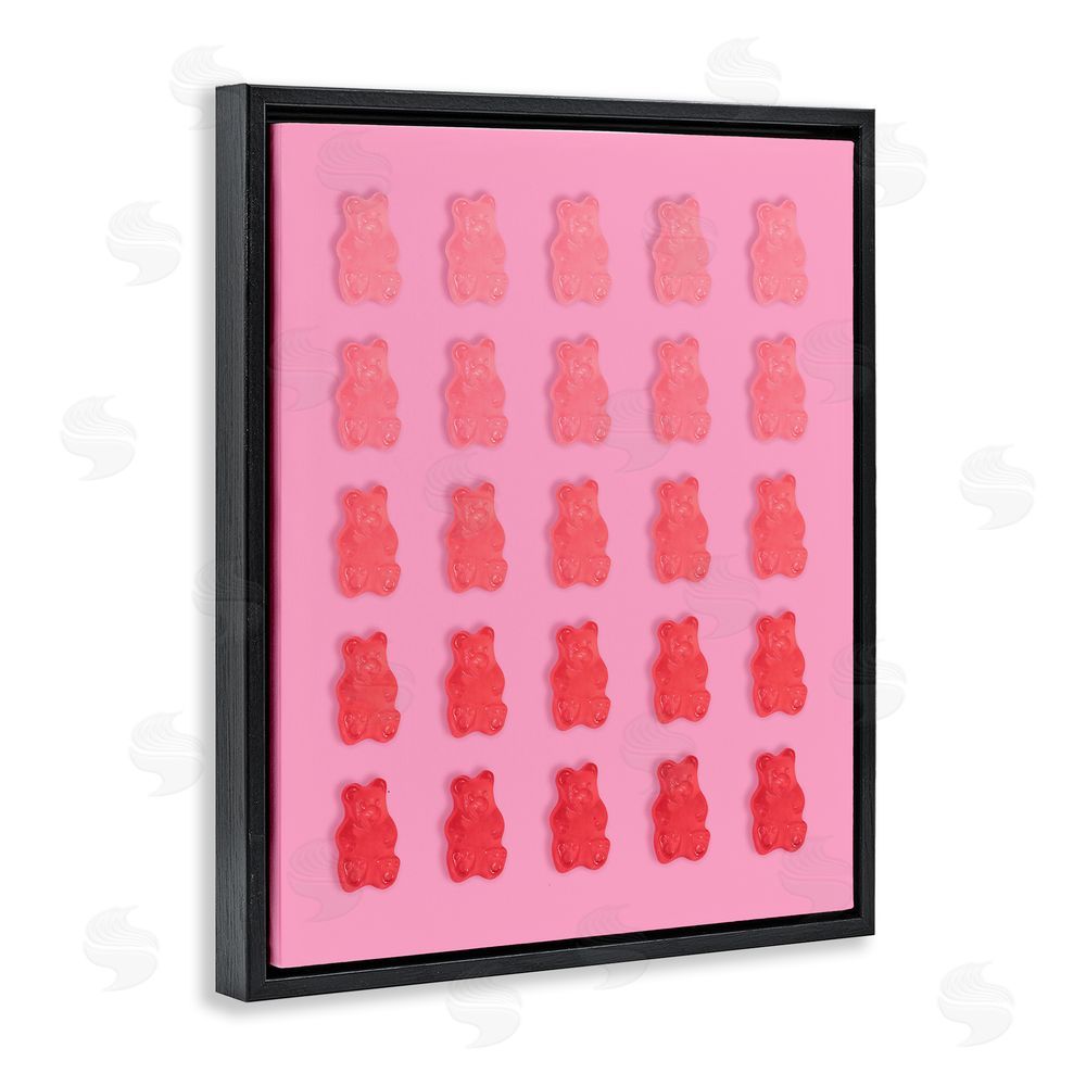 LISH Creative Pink & Red Bear Gradient Black Floating Frame Canvas Wall Art Print