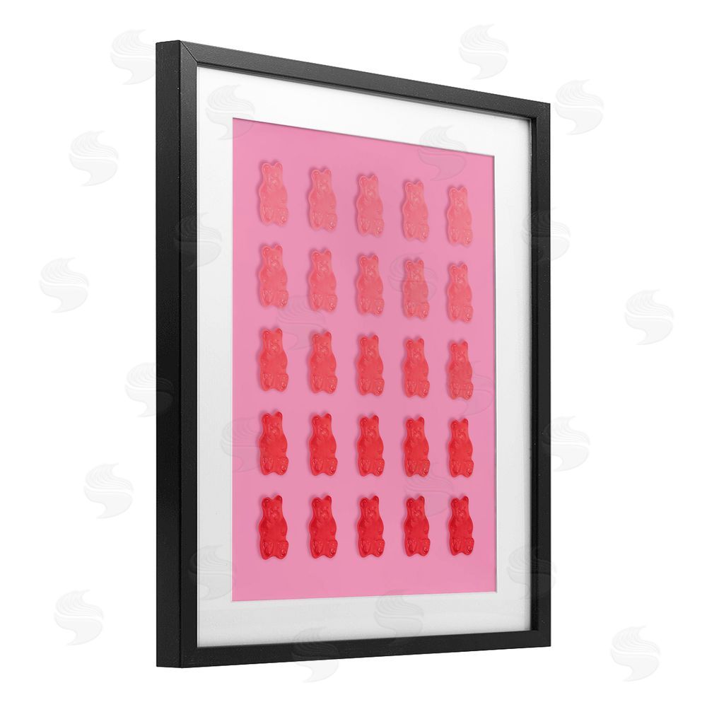 LISH Creative Pink & Red Bear Gradient Black Framed Print Under Glass Wall Art