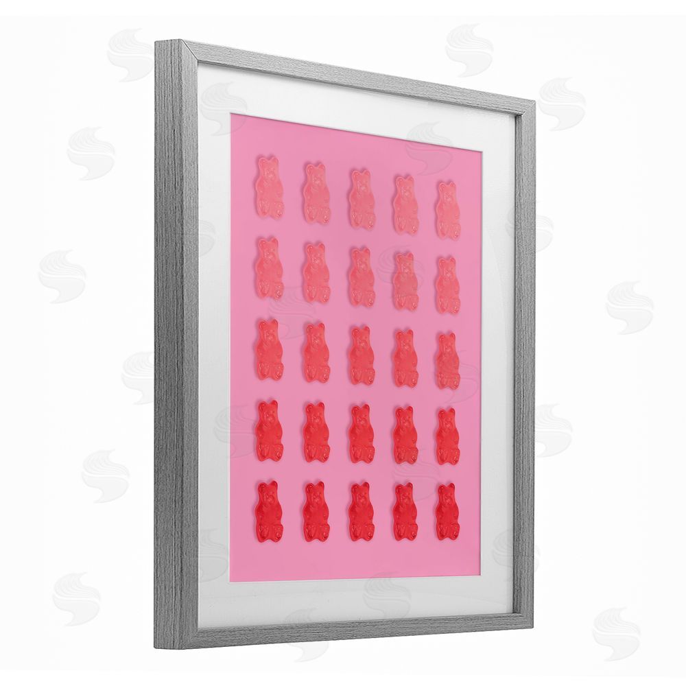 LISH Creative Pink & Red Bear Gradient Gray Framed Print Under Glass Wall Art