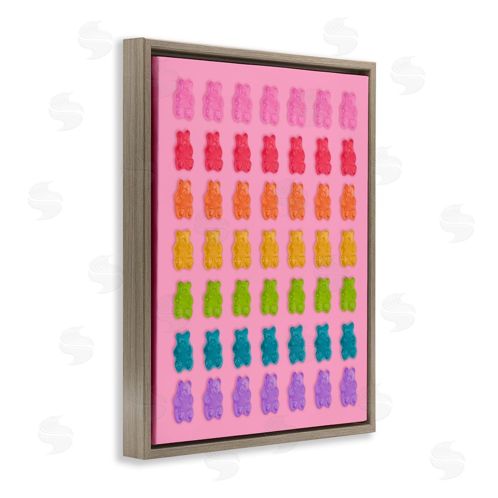 LISH Creative Rainbow Candy Bears on Pink Brown Floating Framed Canvas Wall Art