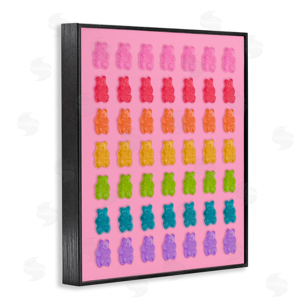 LISH Creative Rainbow Candy Bears on Pink Black Framed Giclee Wall Art