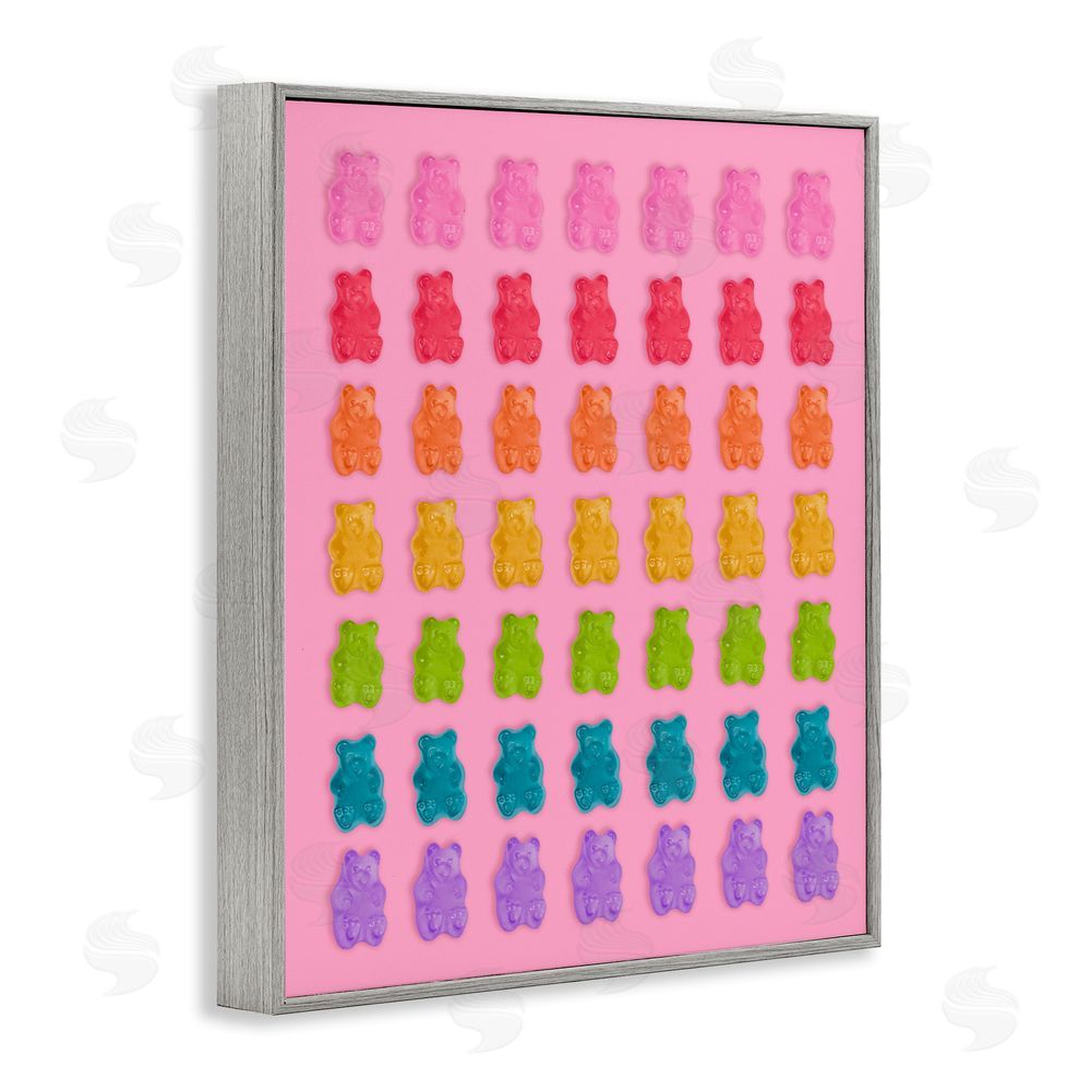 LISH Creative Rainbow Candy Bears on Pink Gray Framed Giclee Wall Art