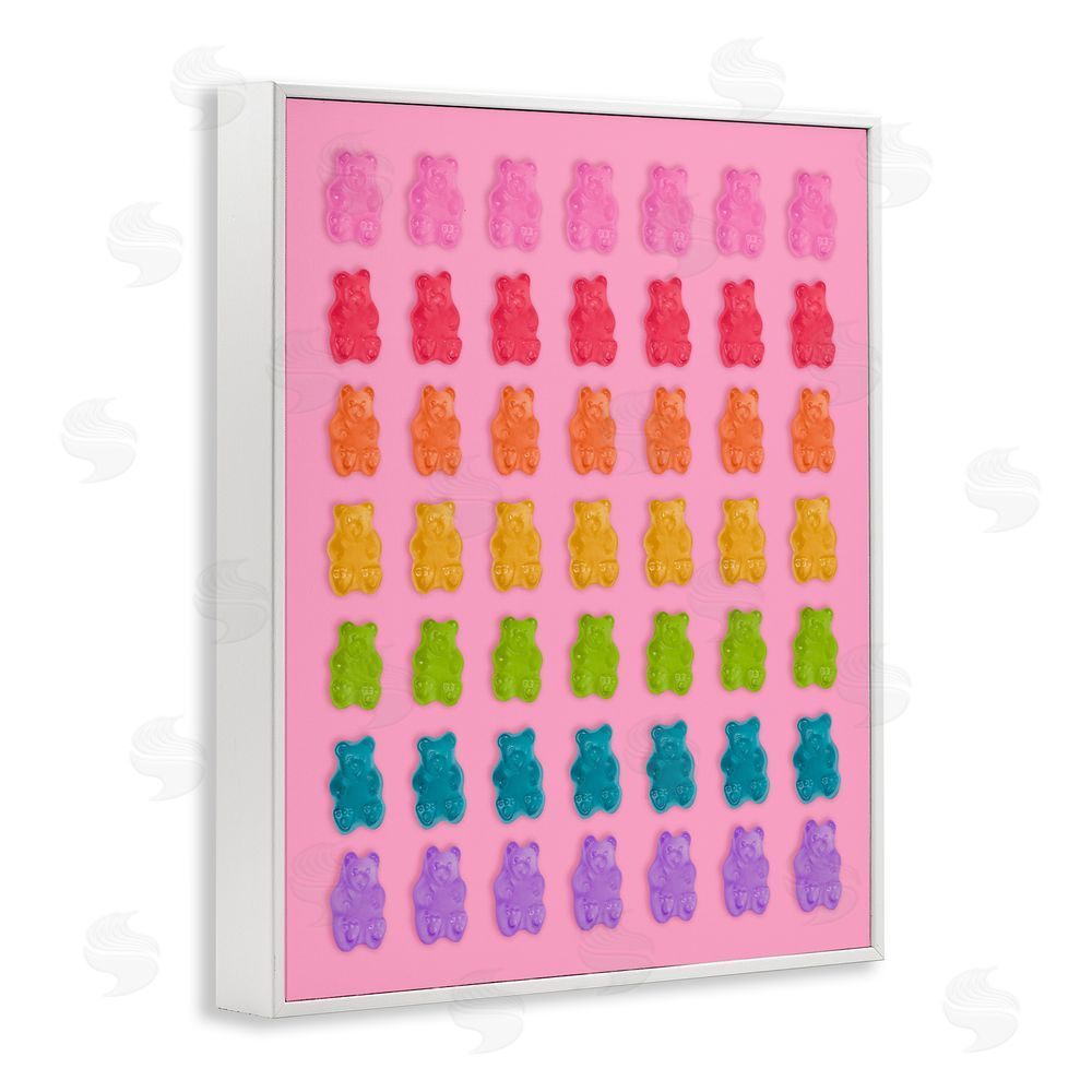 LISH Creative Rainbow Candy Bears on Pink White Framed Giclee Wall Art