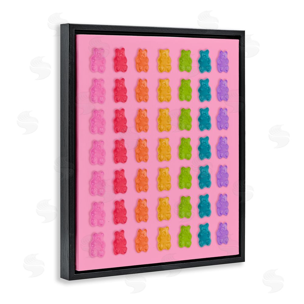 LISH Creative Rainbow Bears in Stripes Black Floating Framed Canvas Wall Art