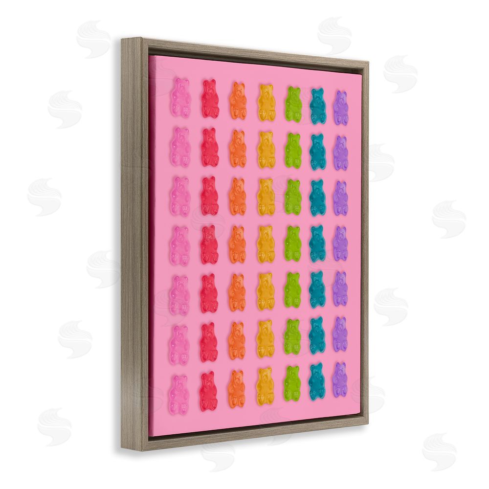 LISH Creative Rainbow Bears in Stripes Brown Floating Framed Canvas Wall Art
