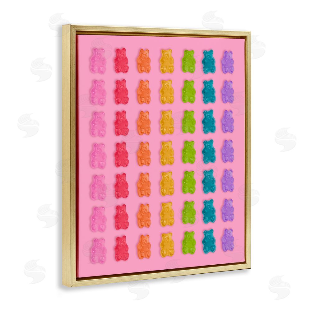 LISH Creative Rainbow Bears in Stripes Gold Floating Framed Canvas Wall Art