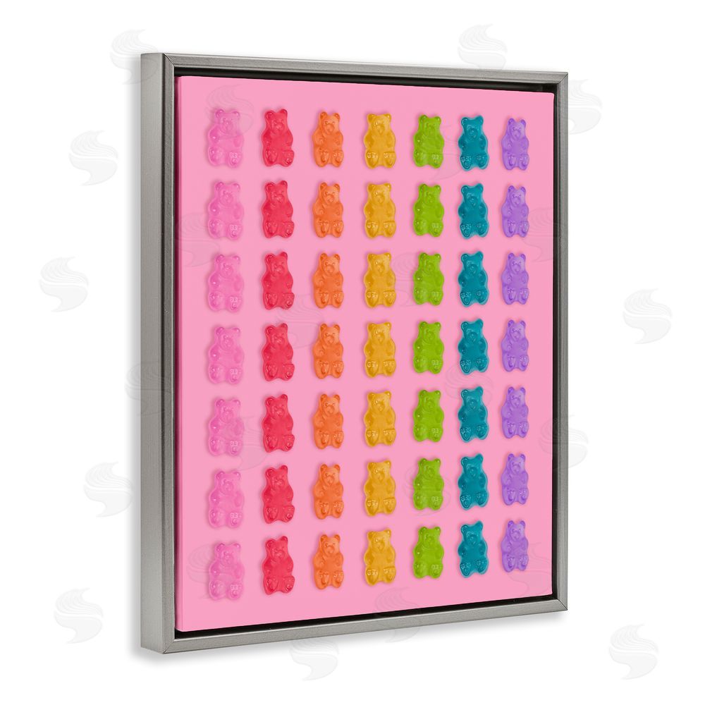 LISH Creative Rainbow Bears in Stripes Gray Floating Framed Canvas Wall Art