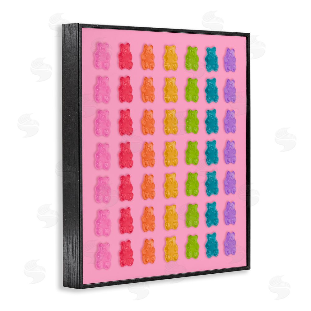 LISH Creative Rainbow Bears in Stripes Black Framed Giclee Wall Art