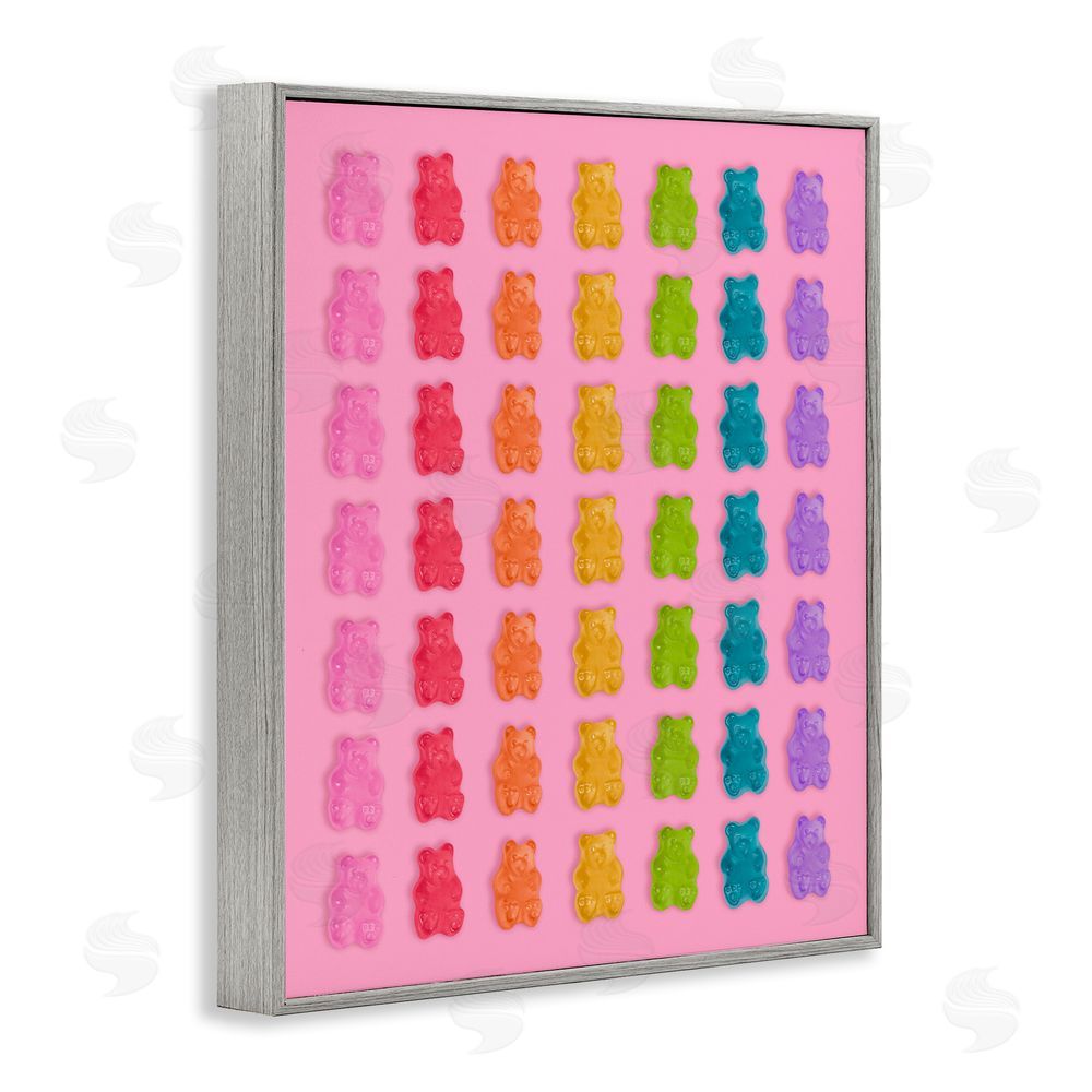 LISH Creative Rainbow Bears in Stripes Gray Framed Giclee Wall Art
