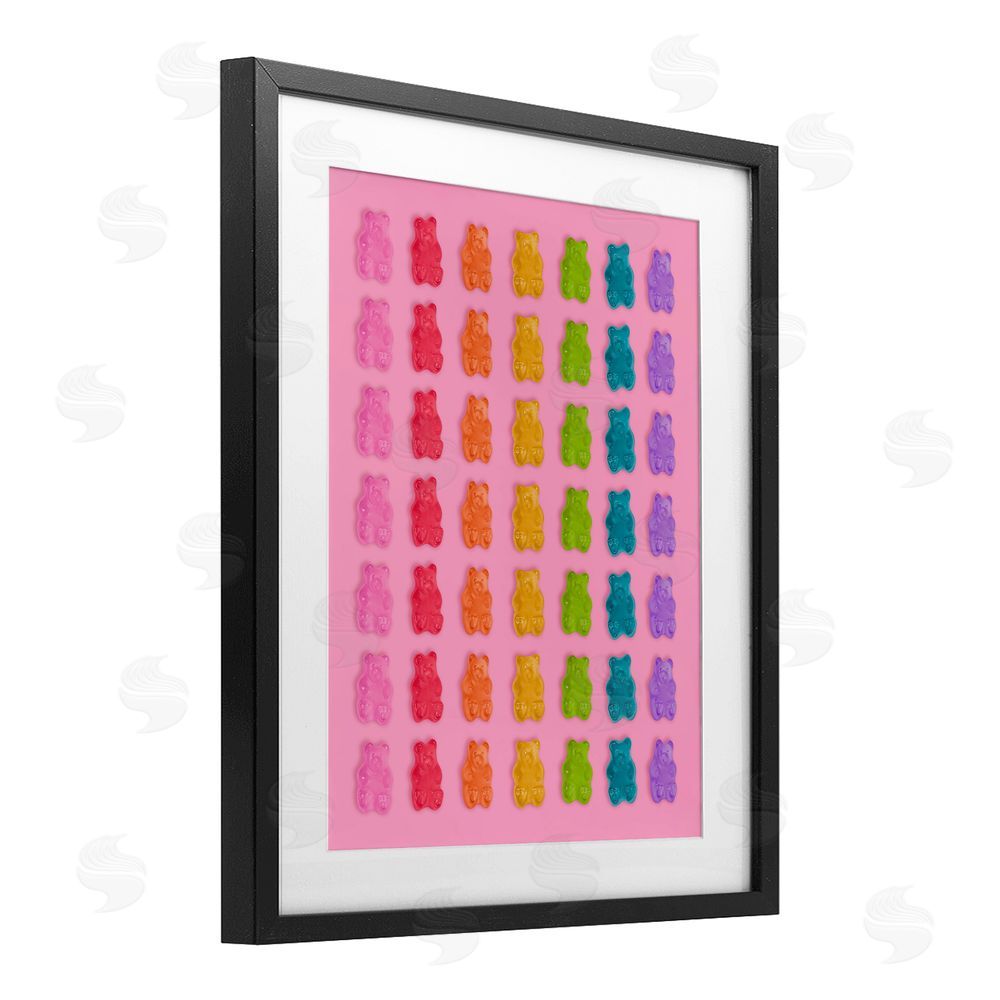 LISH Creative Rainbow Bears in Stripes Black Framed Print Under Glass Wall Art